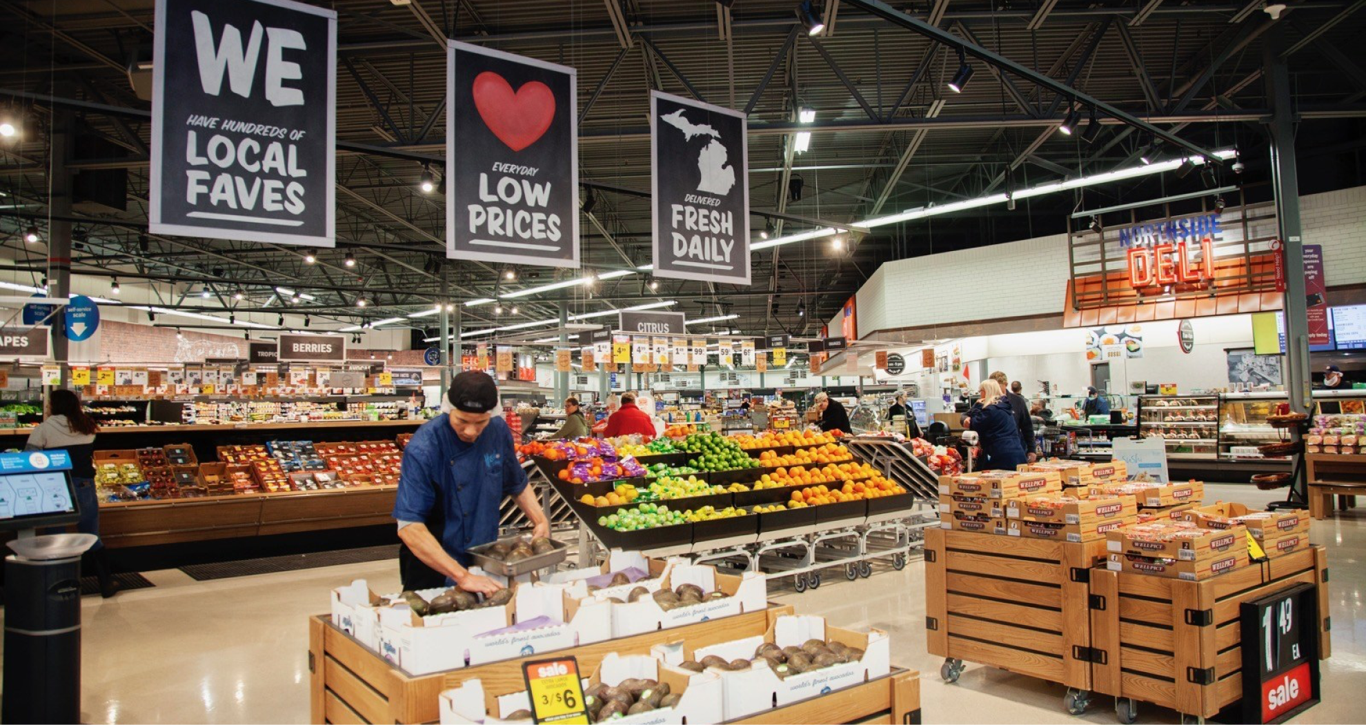 produce area inside meijer grocery store